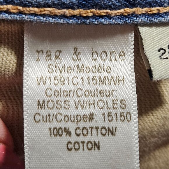 Rag & Bone Women's Boyfriend Jean Moss W/Holes Size 28 Medium Wash Cotton Denim - Picture 15 of 16